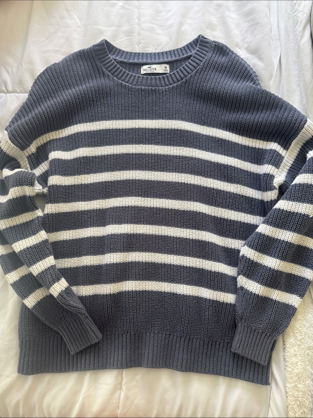 Striped Knit Sweater in Navy and white